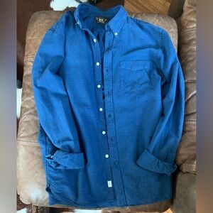 RRL garment indigo dyed button down